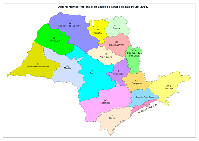 Estado de São Paulo segundo Departamentos de Saúde, 2007